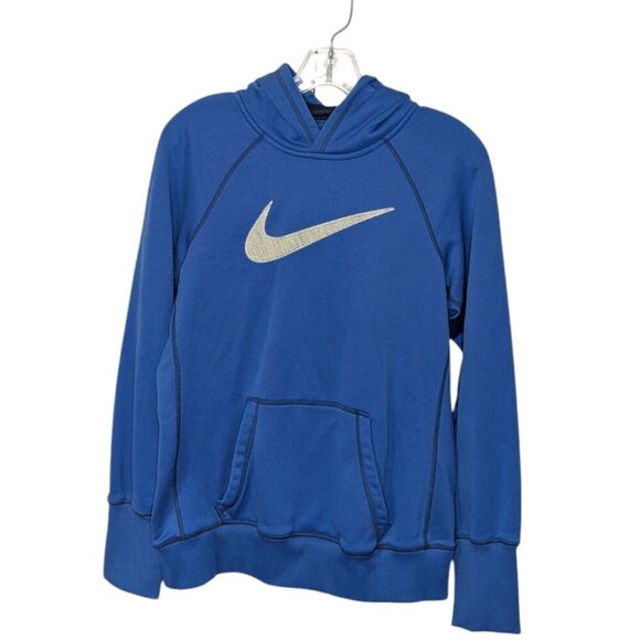 Nike Therma Fit Hoodie Blue Embroidered logo SZ M - Picture 1 of 5